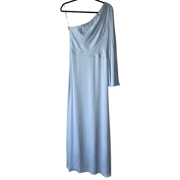 Sachin & Babi Keely One-Shoulder Satin Gown Size 4 Ice Blue - Picture 3 of 10
